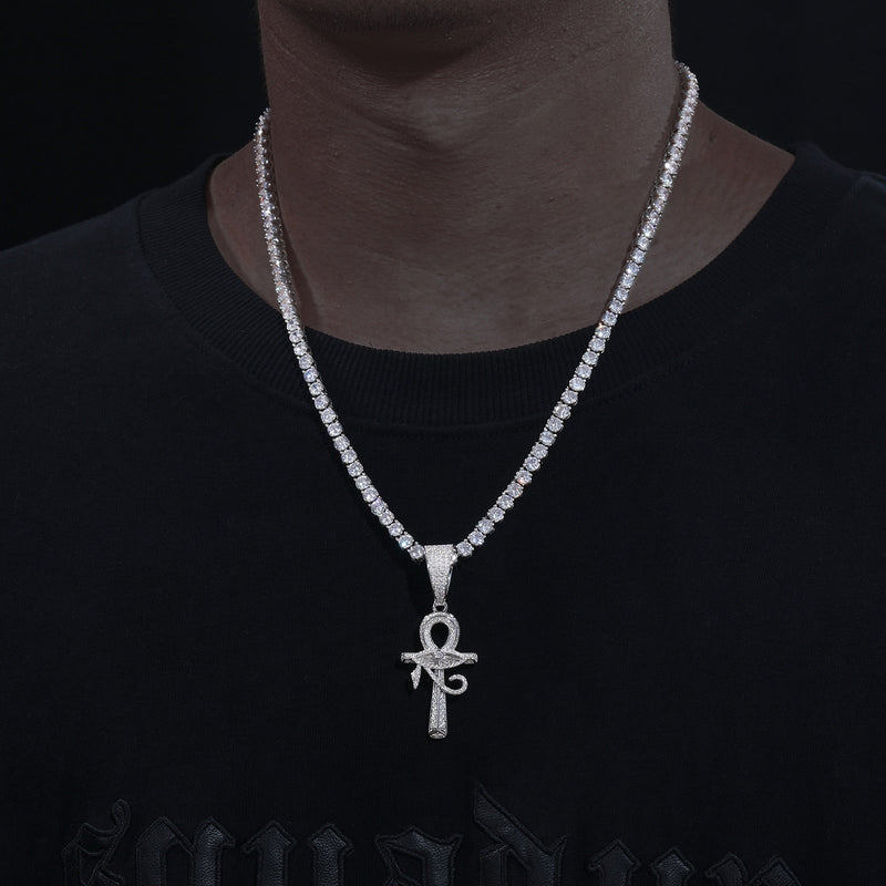 Eye of Horus Ankh Cross Pendant 18K x Moissanite - ICECI