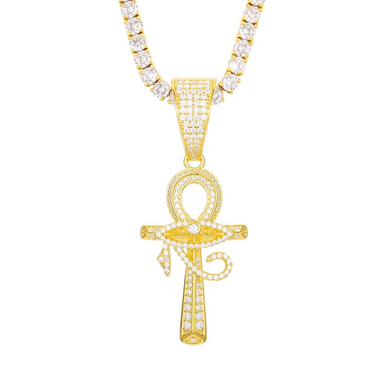 Eye of Horus Ankh Cross Pendant 18K x Moissanite - ICECI