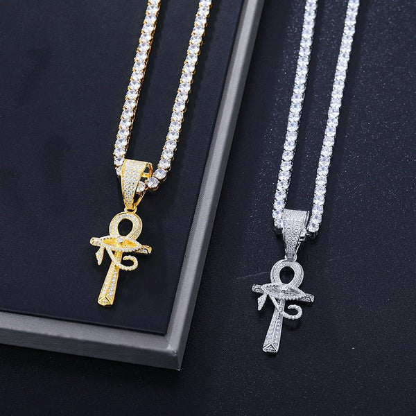 Eye of Horus Ankh Cross Pendant 18K x Moissanite - ICECI