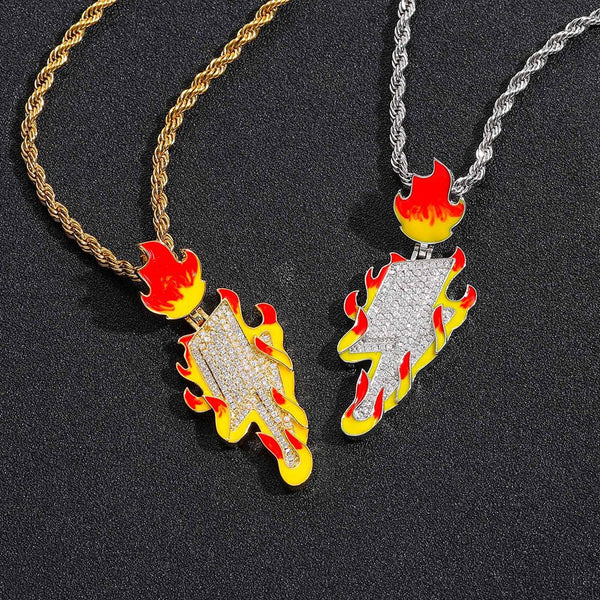 Fire Lightning Pendant 14K - ICECI