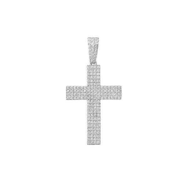 Four Row Cross Pendant 18K x Moissanite - ICECI