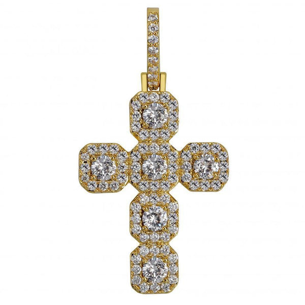 GEMSTONE CROSS PENDANT 18K - ICECI