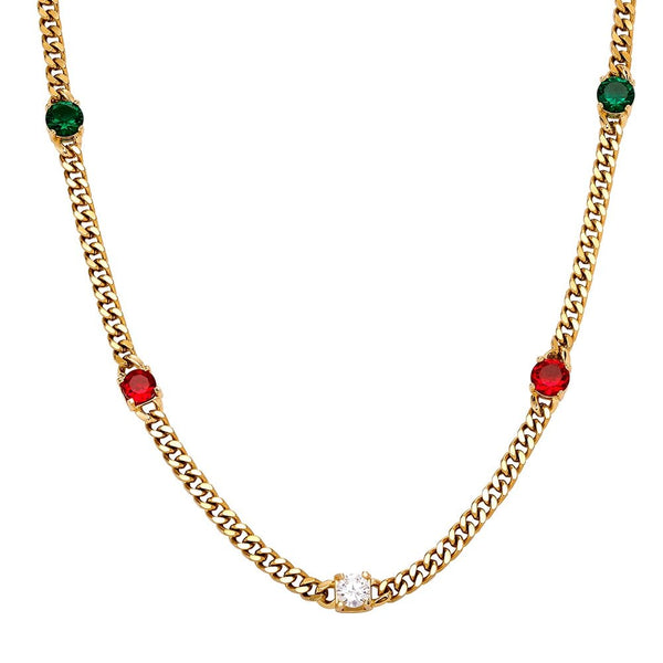 Gemstone Station Pearl Tail Cuban Chain 14K - ICECI