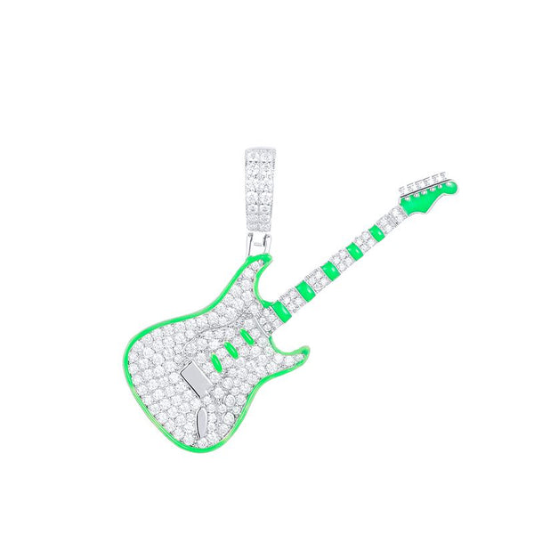 Glowing Guitar Pendant 18K x Moissanite - ICECI