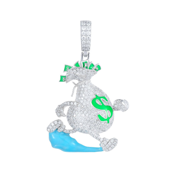 Glowing Money Bag Heist Pendant 18K x Moissanite - ICECI