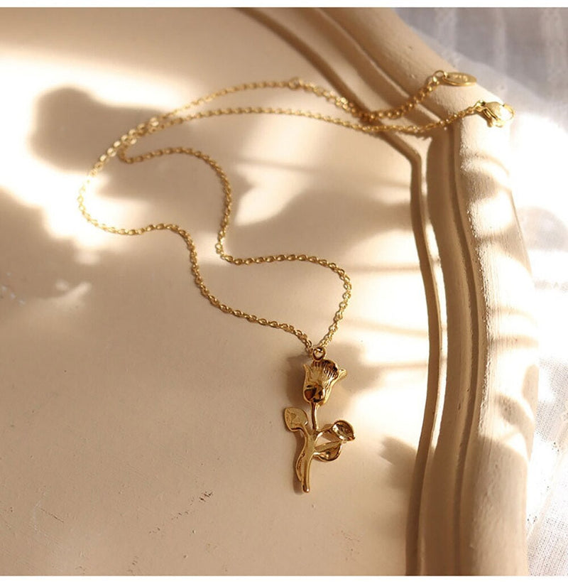 Golden Rose Cross Stainless Steel Chain Necklace from Glazd Jewels