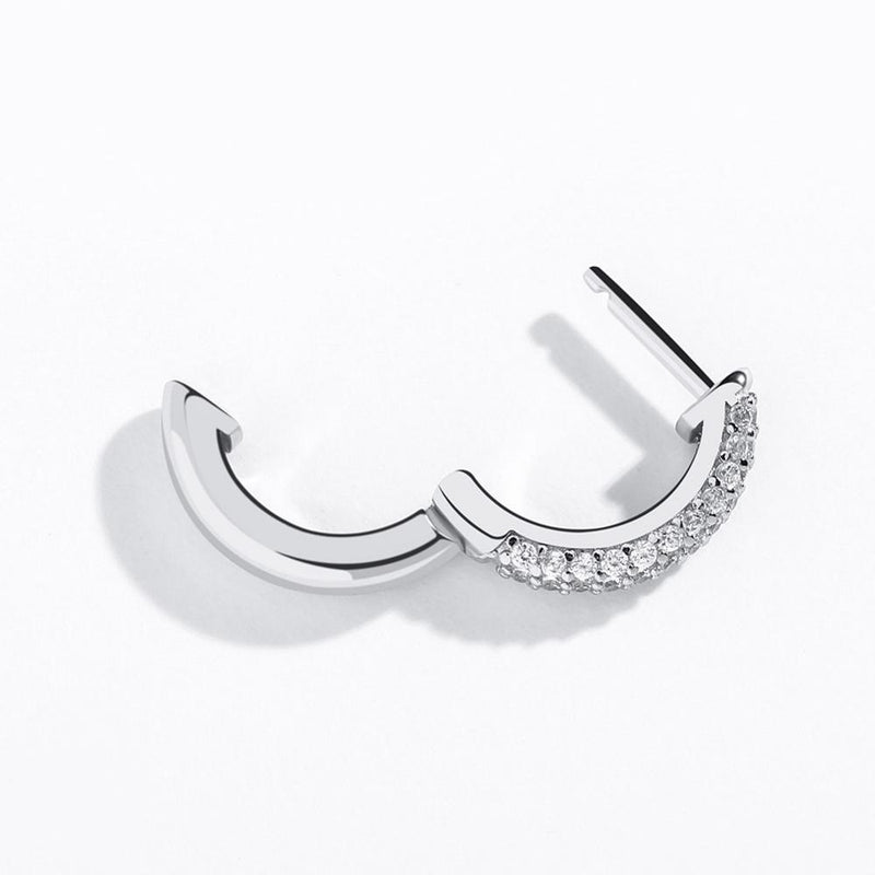 HALF ICY HOOP EARRINGS 14K X STERLING SILVER - ICECI