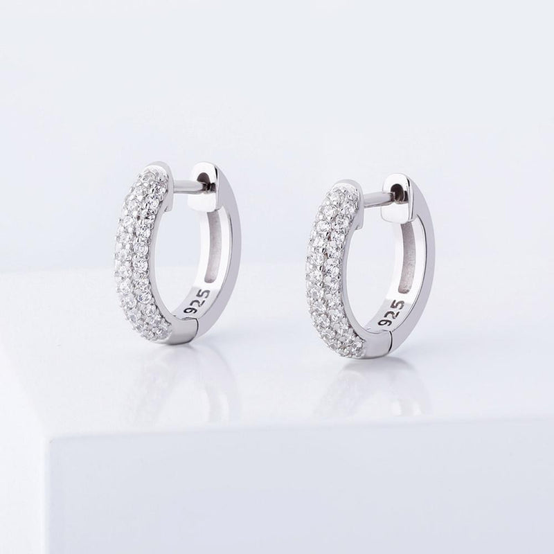 HALF ICY HOOP EARRINGS 14K X STERLING SILVER - ICECI