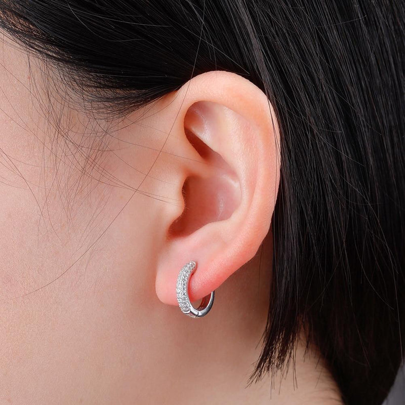 HALF ICY HOOP EARRINGS 14K X STERLING SILVER - ICECI