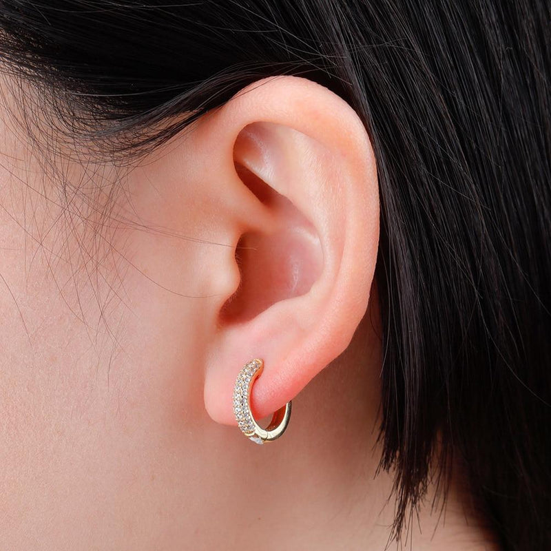 HALF ICY HOOP EARRINGS 14K X STERLING SILVER - ICECI