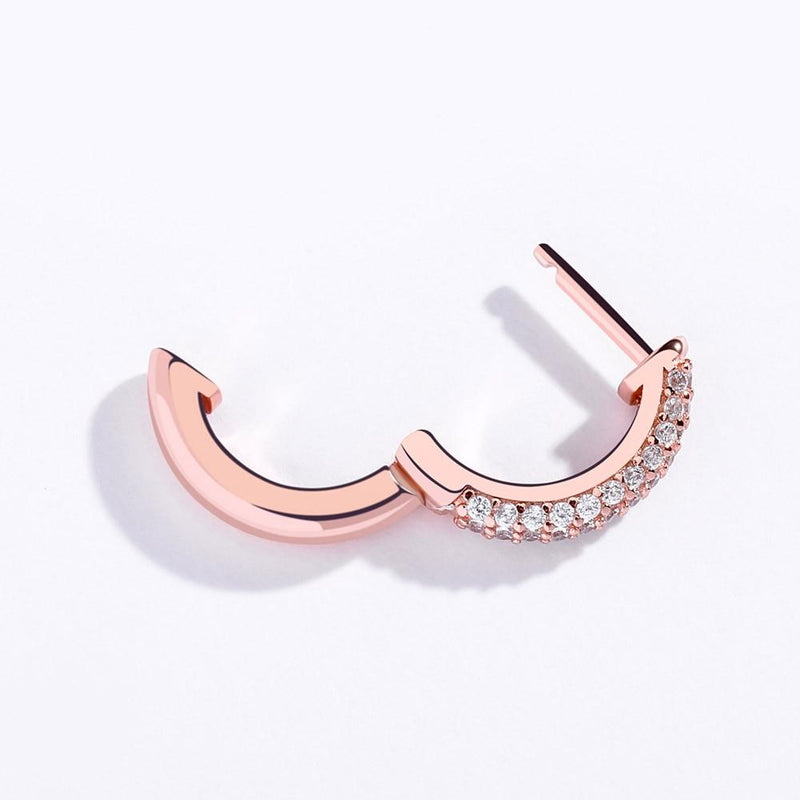 HALF ICY HOOP EARRINGS 14K X STERLING SILVER - ICECI