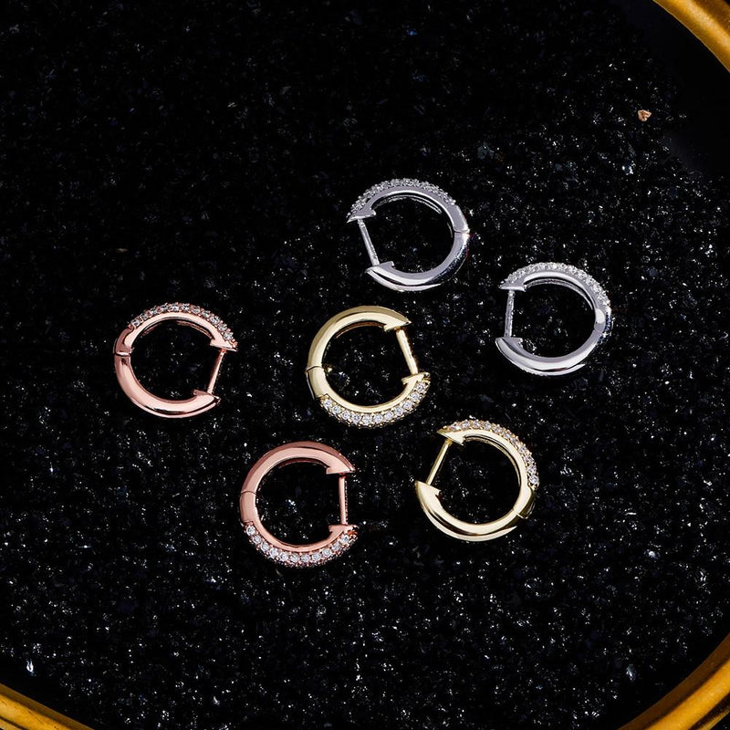 HALF ICY HOOP EARRINGS 14K X STERLING SILVER - ICECI