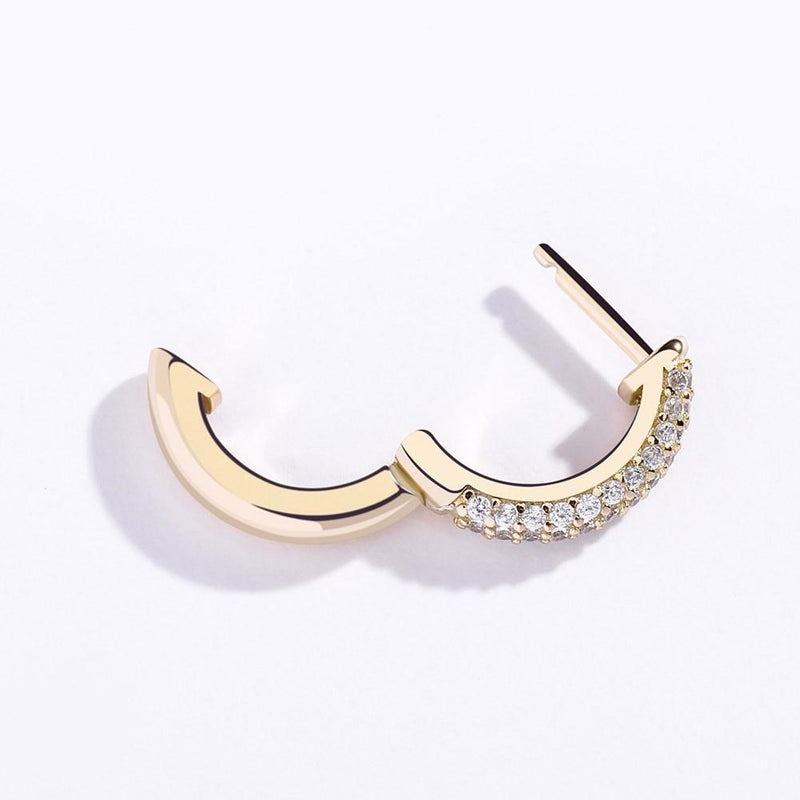 HALF ICY HOOP EARRINGS 14K X STERLING SILVER - ICECI