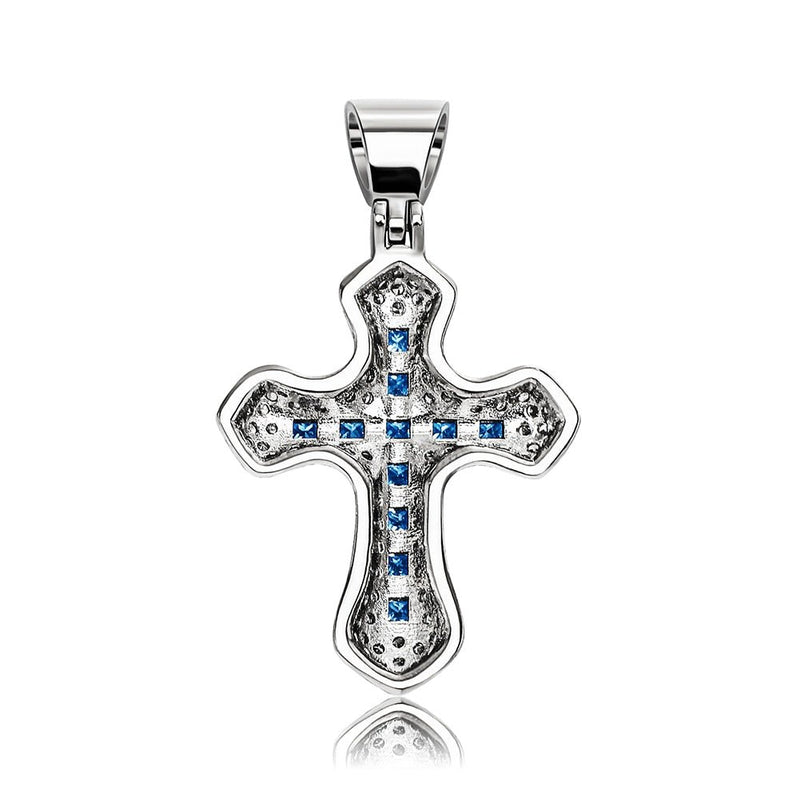 Halo Micro Pave Princess Cut Cross Pendant 14K - ICECI