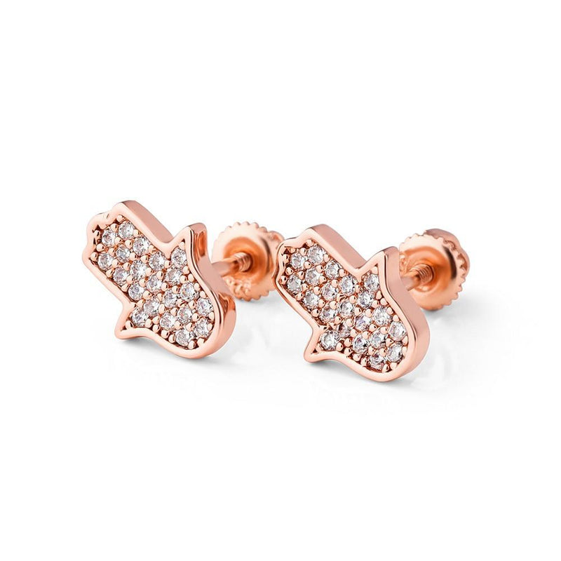HAMSA HAND STUD EARRINGS 14K X STERLING SILVER - ICECI