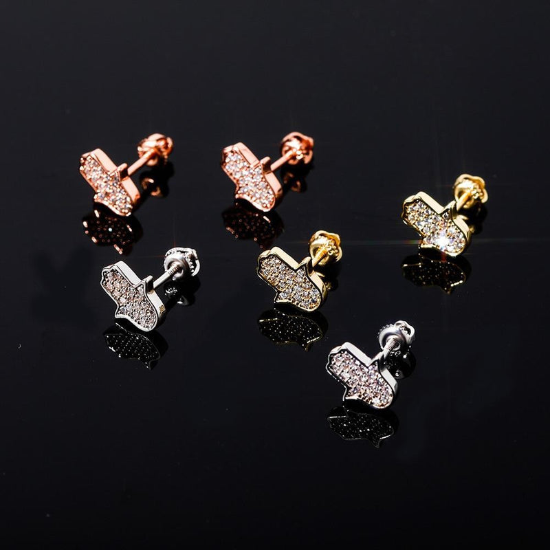 HAMSA HAND STUD EARRINGS 14K X STERLING SILVER - ICECI
