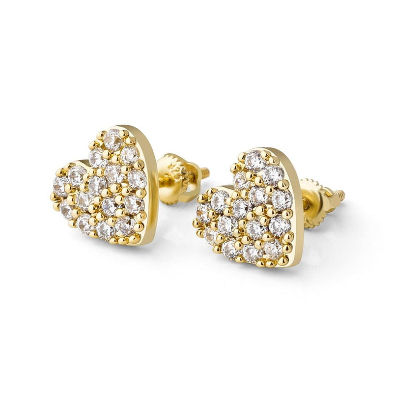 HEART STUD EARRINGS 14K X STERLING SILVER - ICECI