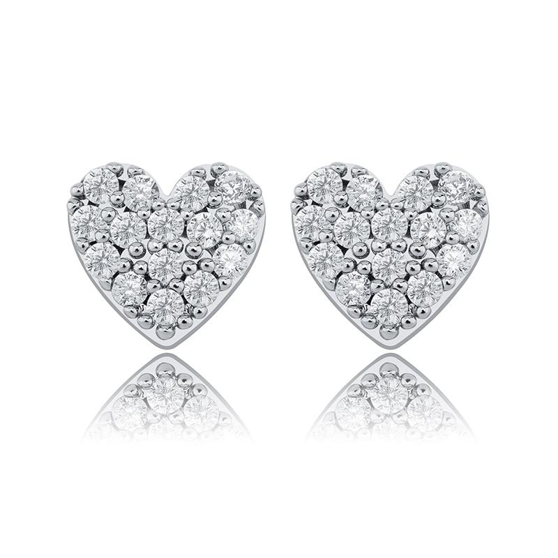 HEART STUD EARRINGS 14K X STERLING SILVER - ICECI