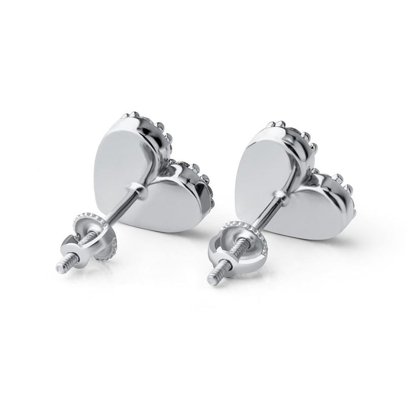 HEART STUD EARRINGS 14K X STERLING SILVER - ICECI