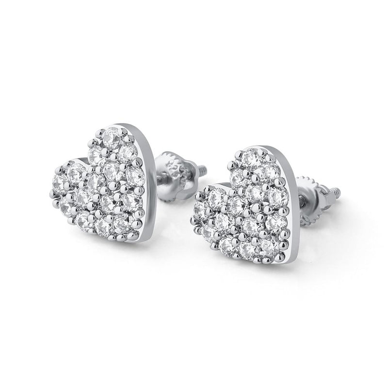 HEART STUD EARRINGS 14K X STERLING SILVER - ICECI