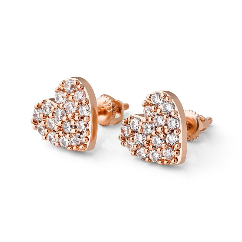 HEART STUD EARRINGS 14K X STERLING SILVER - ICECI