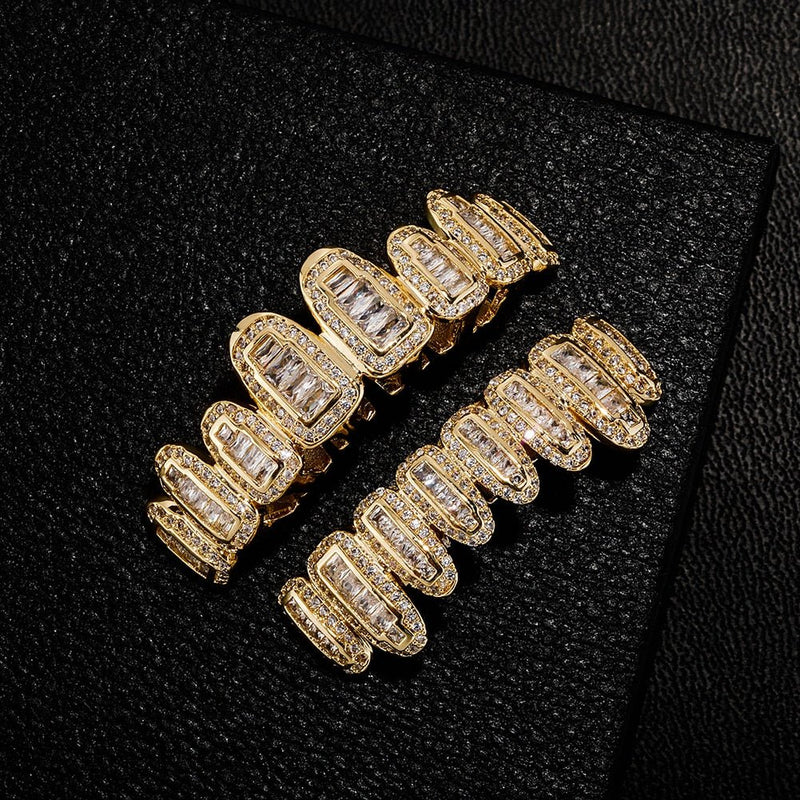 Iced Baguette Round Clustered Grillz 14K - ICECI