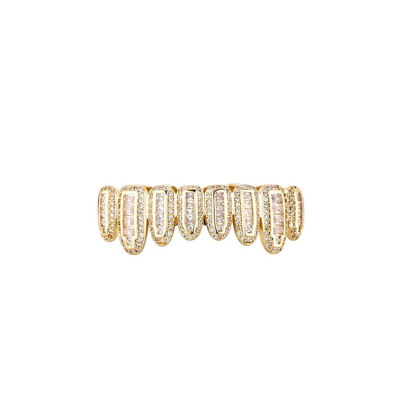 Iced Baguette Round Clustered Grillz 14K - ICECI