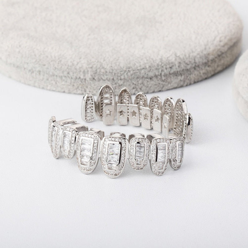 Iced Baguette Round Clustered Grillz 14K - ICECI