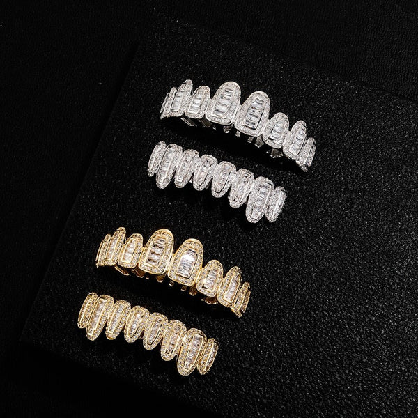 Iced Baguette Round Clustered Grillz 14K - ICECI