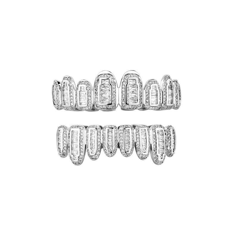 Iced Baguette Round Clustered Grillz 14K - ICECI