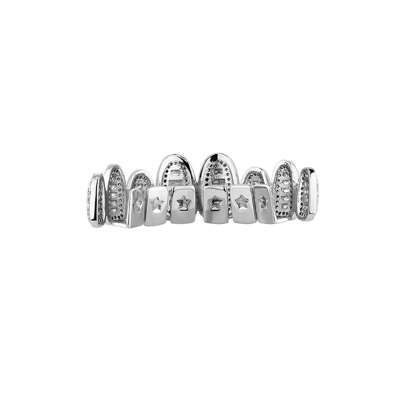 Iced Baguette Round Clustered Grillz 14K - ICECI