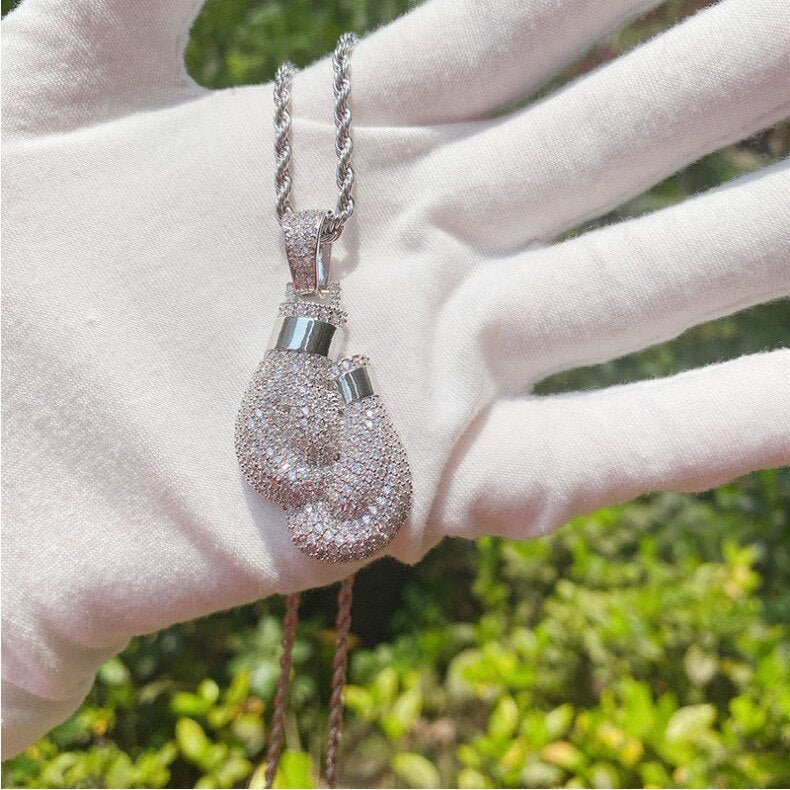 Iced Boxing Gloves Pendant 14K - ICECI