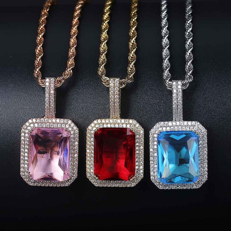 Iced Gemstone Pendant 14K - ICECI