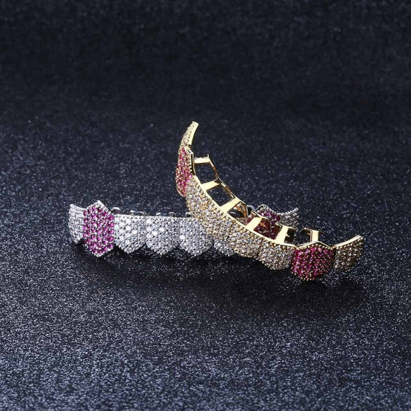 Iced Two Tone Purple Fangs Bottom Grillz 14K - ICECI
