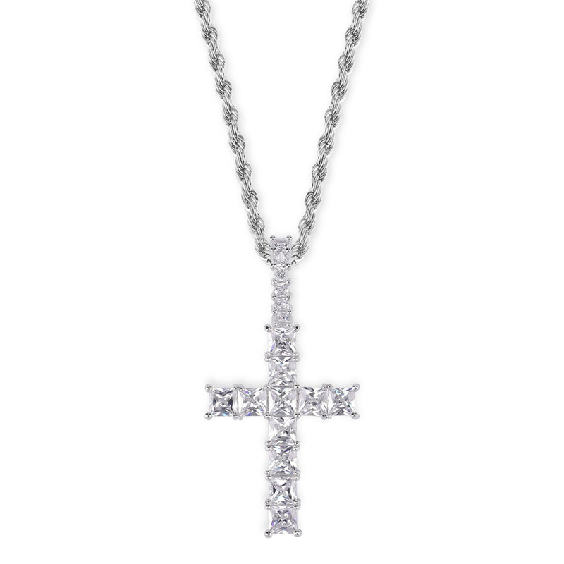 ICY BAGUETTE CROSS PENDANT 14K - ICECI