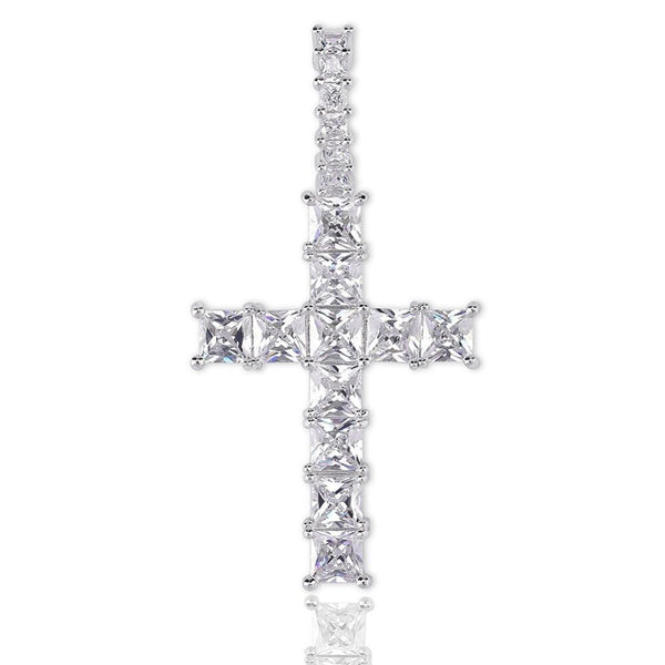 ICY BAGUETTE CROSS PENDANT 14K - ICECI