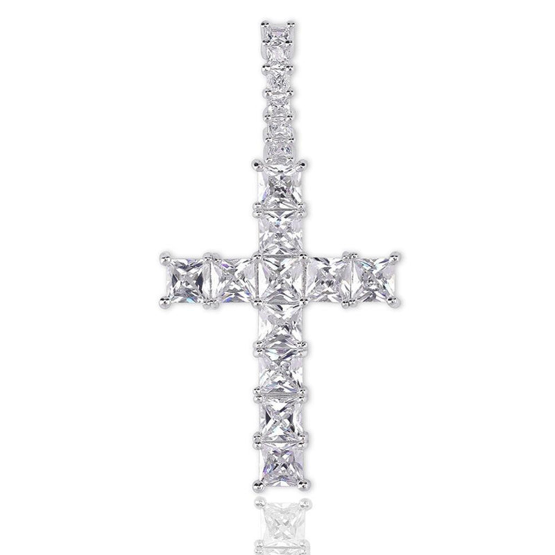 ICY BAGUETTE CROSS PENDANT 14K - ICECI