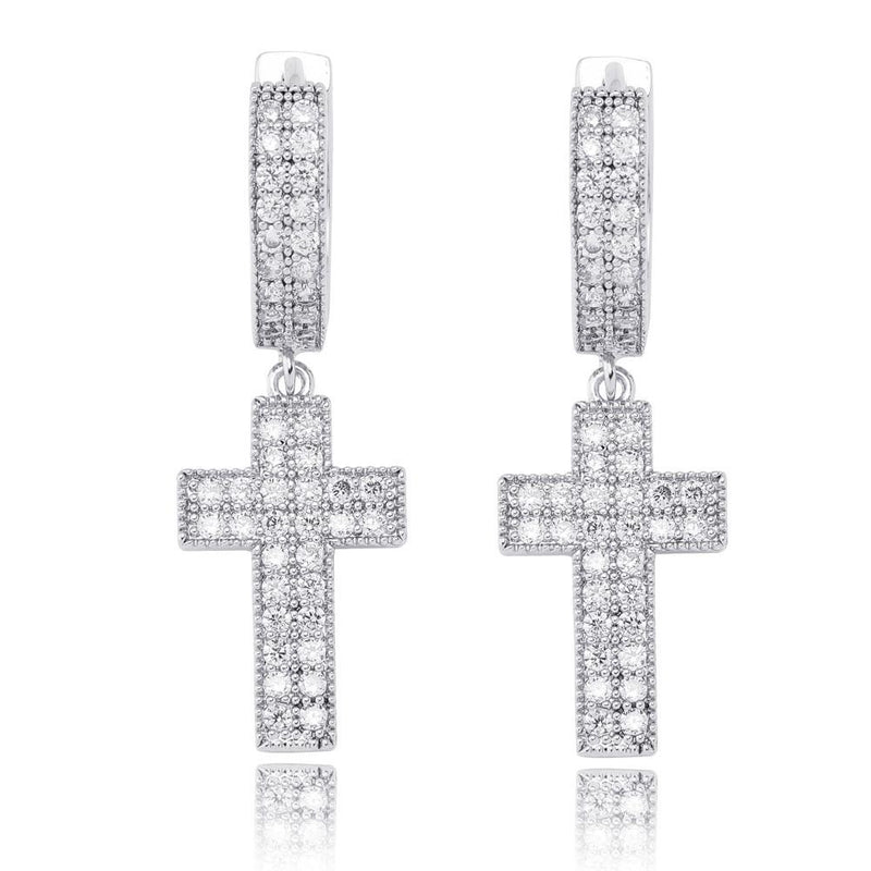 ICY CROSS DROP EARRINGS 18K - ICECI