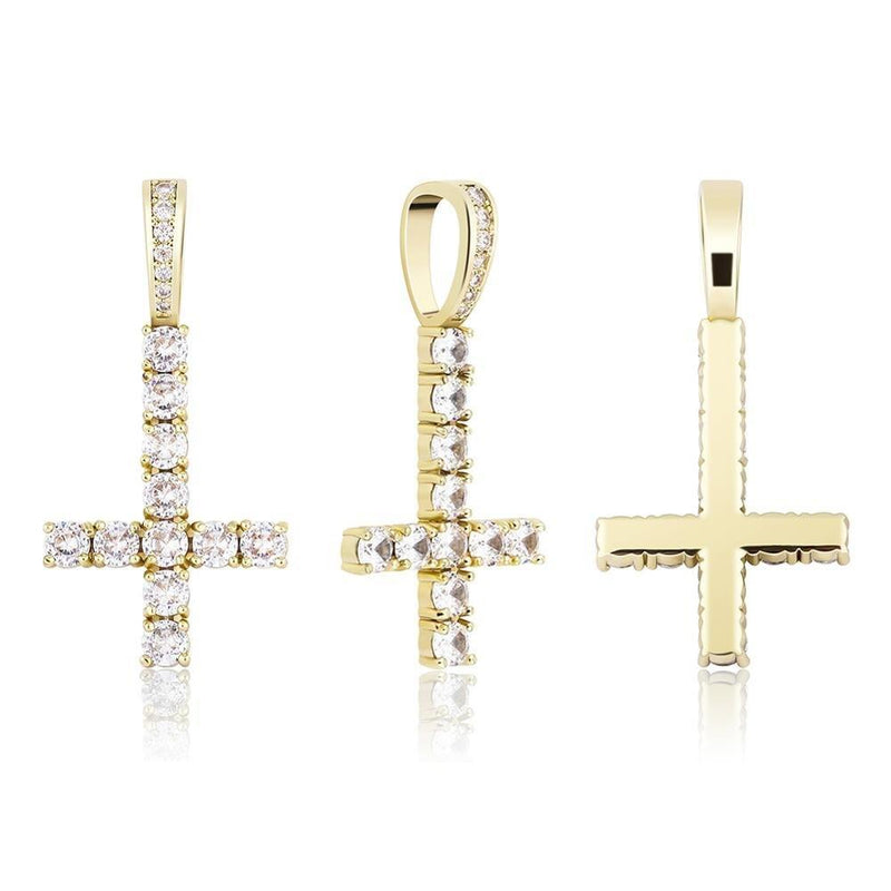 Upside Down Cross Earrings Gold