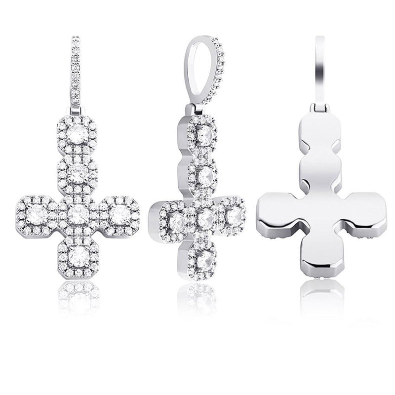 INVERTED GEMSTONE CROSS PENDANT 14K - ICECI