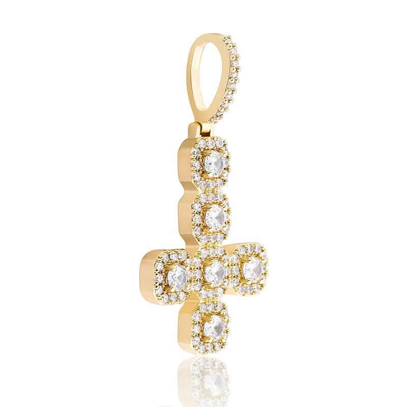 INVERTED GEMSTONE CROSS PENDANT 14K - ICECI