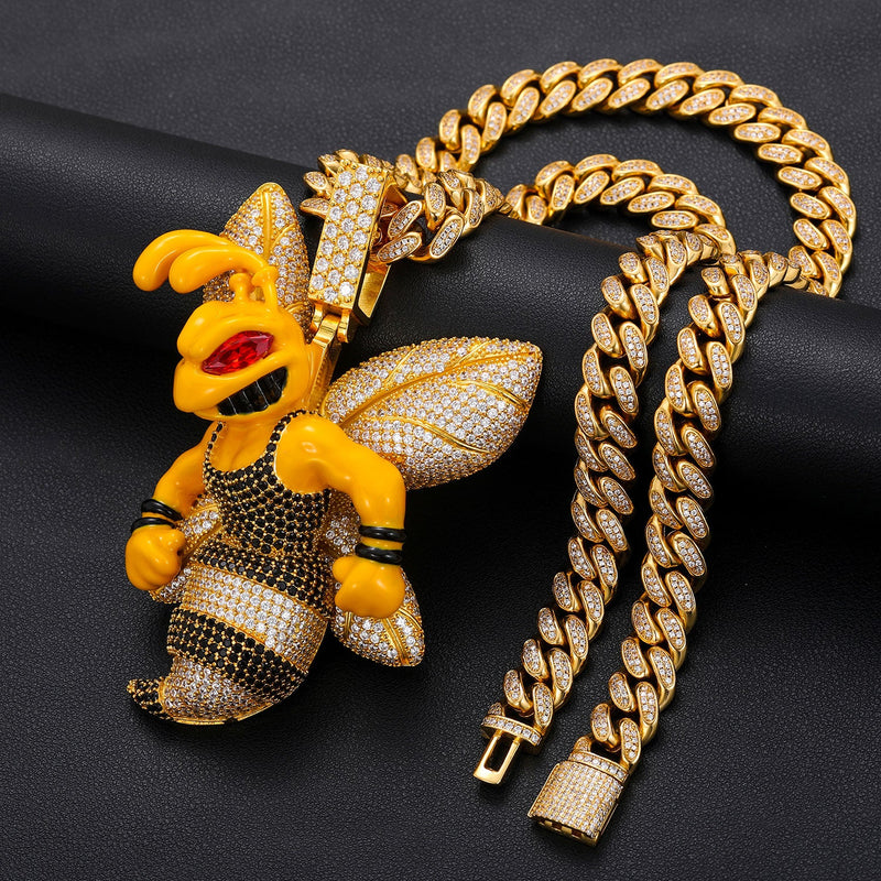 Iced out bee pendant shop