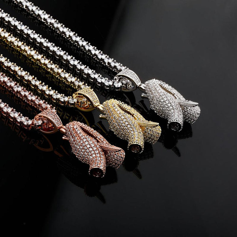 Knife Praying Hands Pendant 14K - ICECI