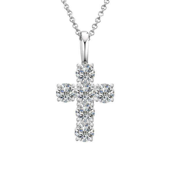 Large Rocks Cross Pendant 18K x Moissanite - ICECI