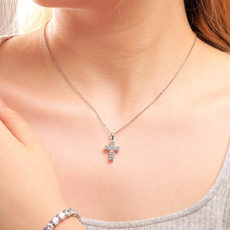 Large Rocks Cross Pendant 18K x Moissanite - ICECI