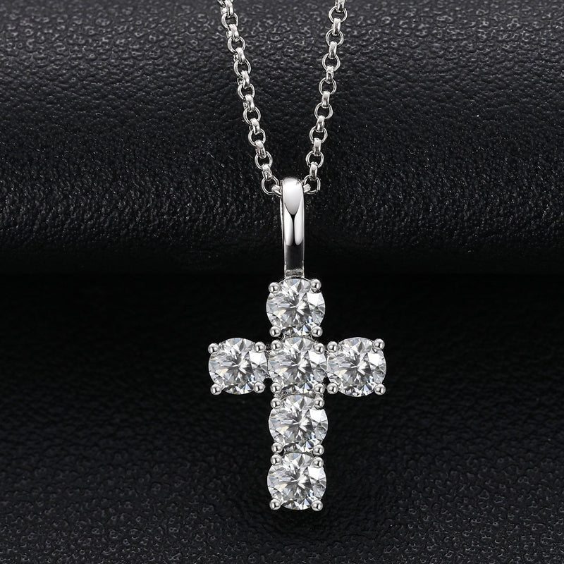 Large Rocks Cross Pendant 18K x Moissanite - ICECI