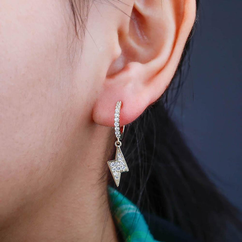 LIGHTNING BOLT DROP EARRINGS 14K - ICECI