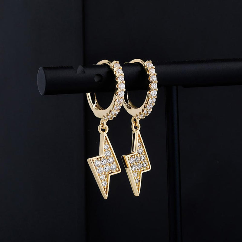 LIGHTNING BOLT DROP EARRINGS 14K - ICECI