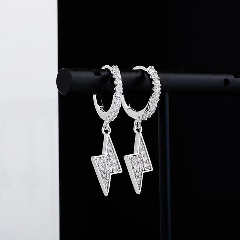 LIGHTNING BOLT DROP EARRINGS 14K - ICECI