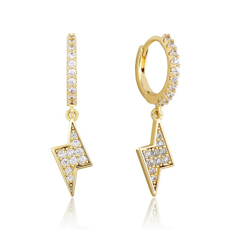 LIGHTNING BOLT DROP EARRINGS 14K - ICECI